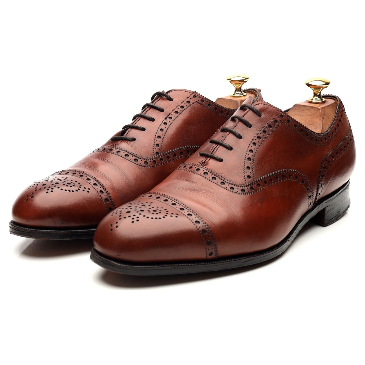 &#39;Cadogan&#39; Tan Brown Leather Oxford Semi Brogues UK 9.5 F