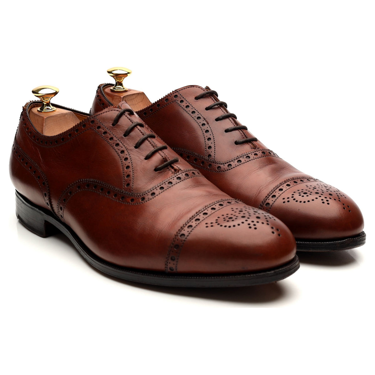 &#39;Cadogan&#39; Tan Brown Leather Oxford Semi Brogues UK 9.5 F