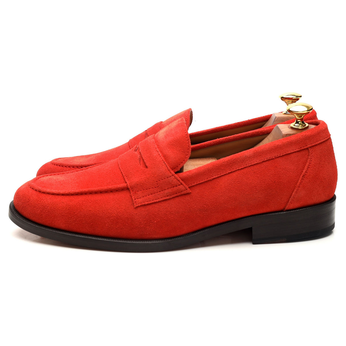 &#39;Calder&#39; Red Suede Loafers UK 9