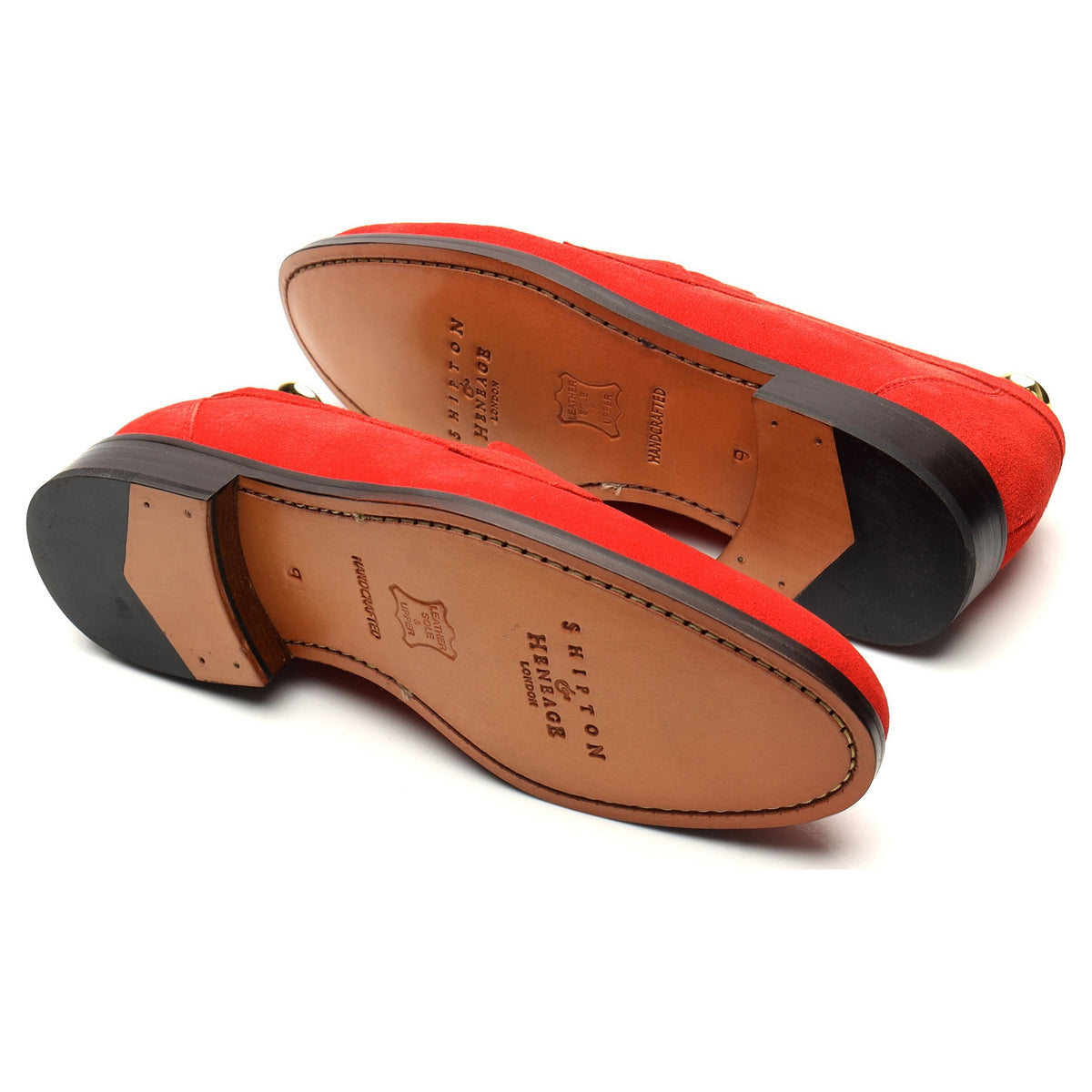 &#39;Calder&#39; Red Suede Loafers UK 9