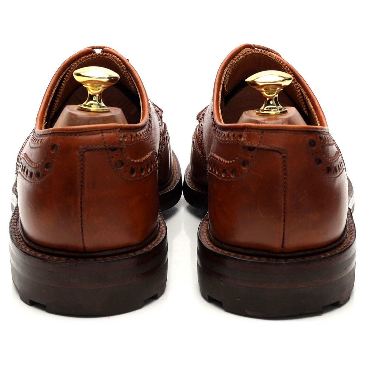 &#39;Warwick&#39; Tan Brown Leather Derby Brogues UK 7.5 F