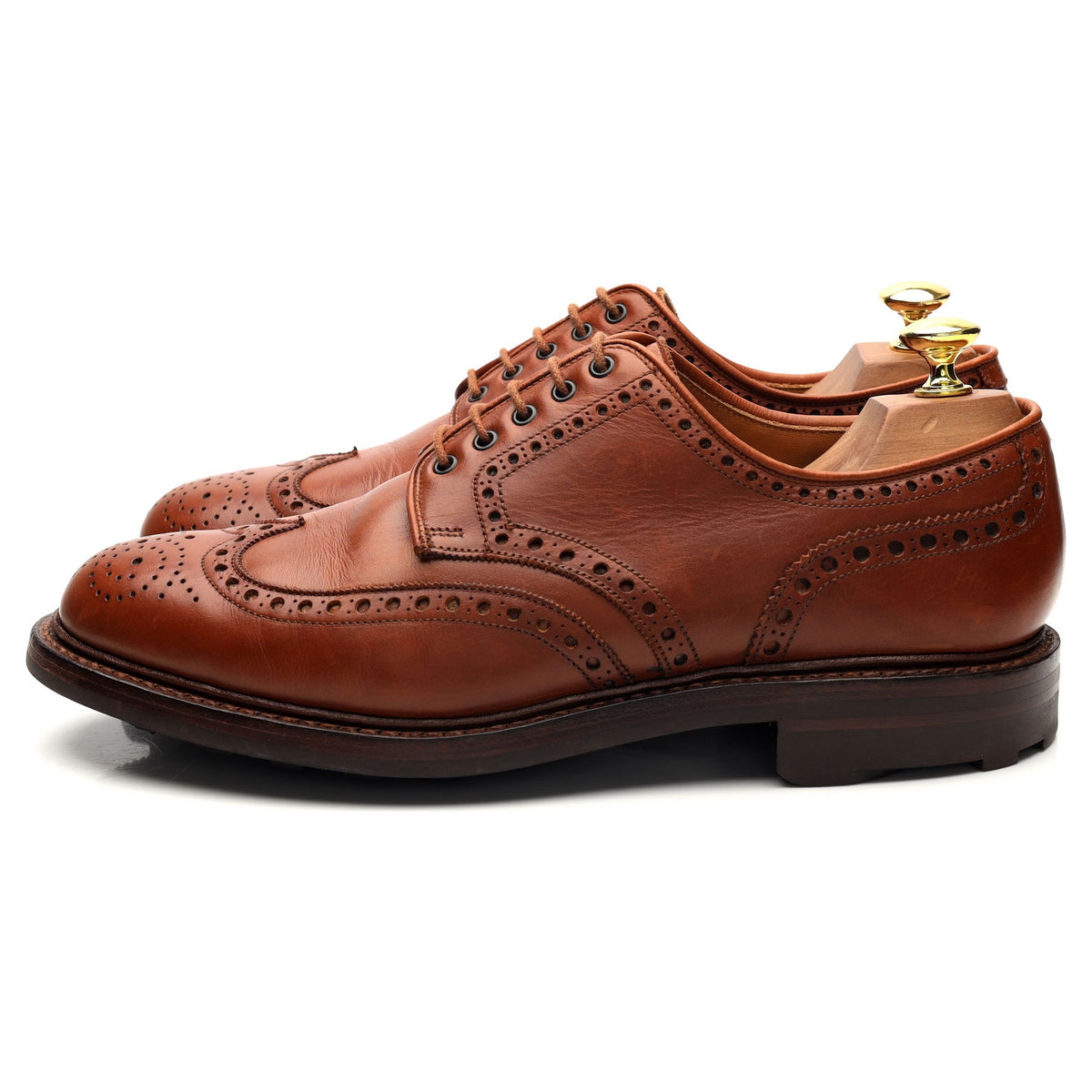 &#39;Warwick&#39; Tan Brown Leather Derby Brogues UK 7.5 F