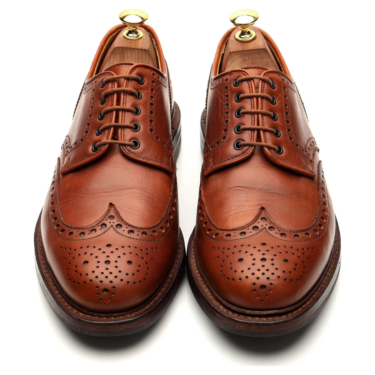 &#39;Warwick&#39; Tan Brown Leather Derby Brogues UK 7.5 F