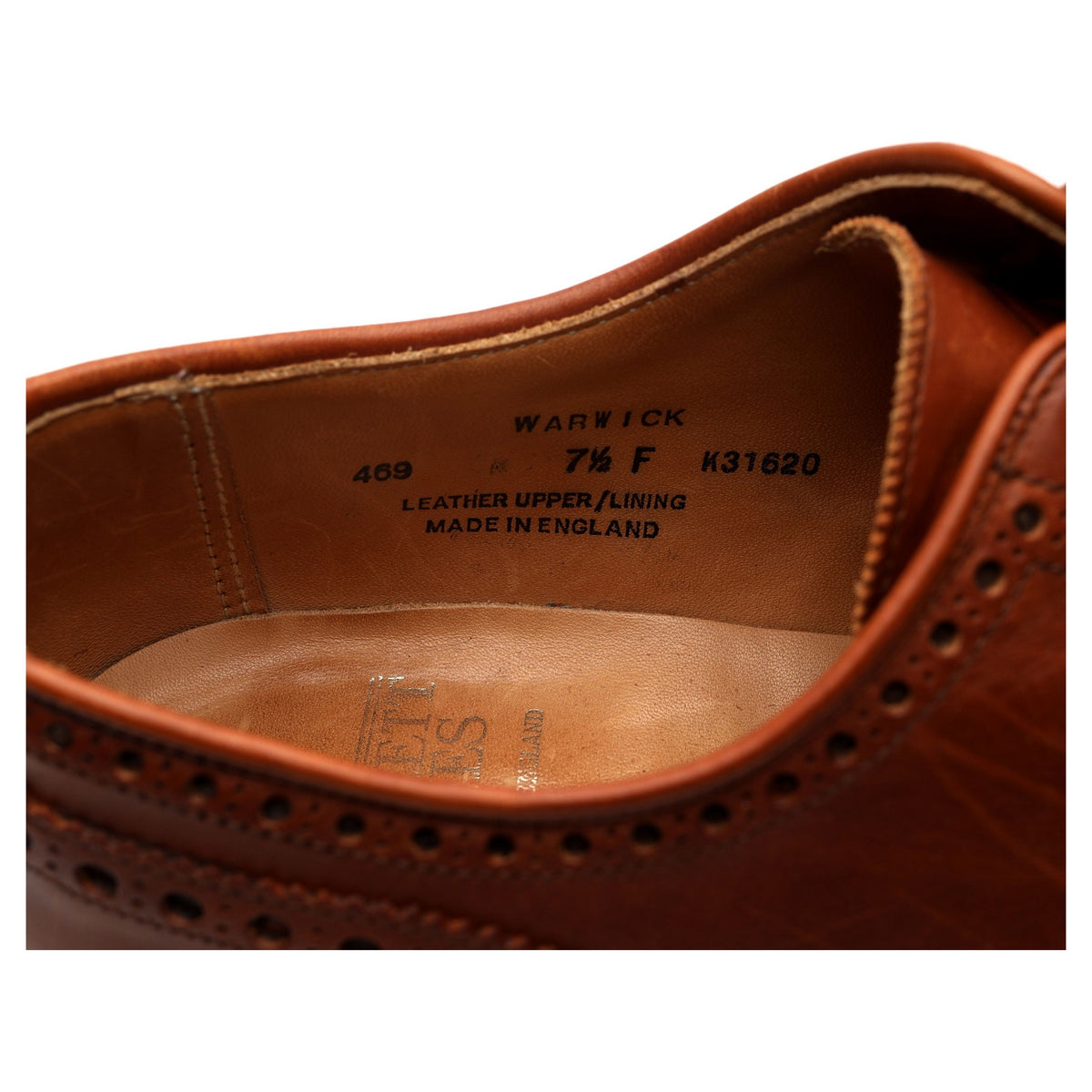 &#39;Warwick&#39; Tan Brown Leather Derby Brogues UK 7.5 F