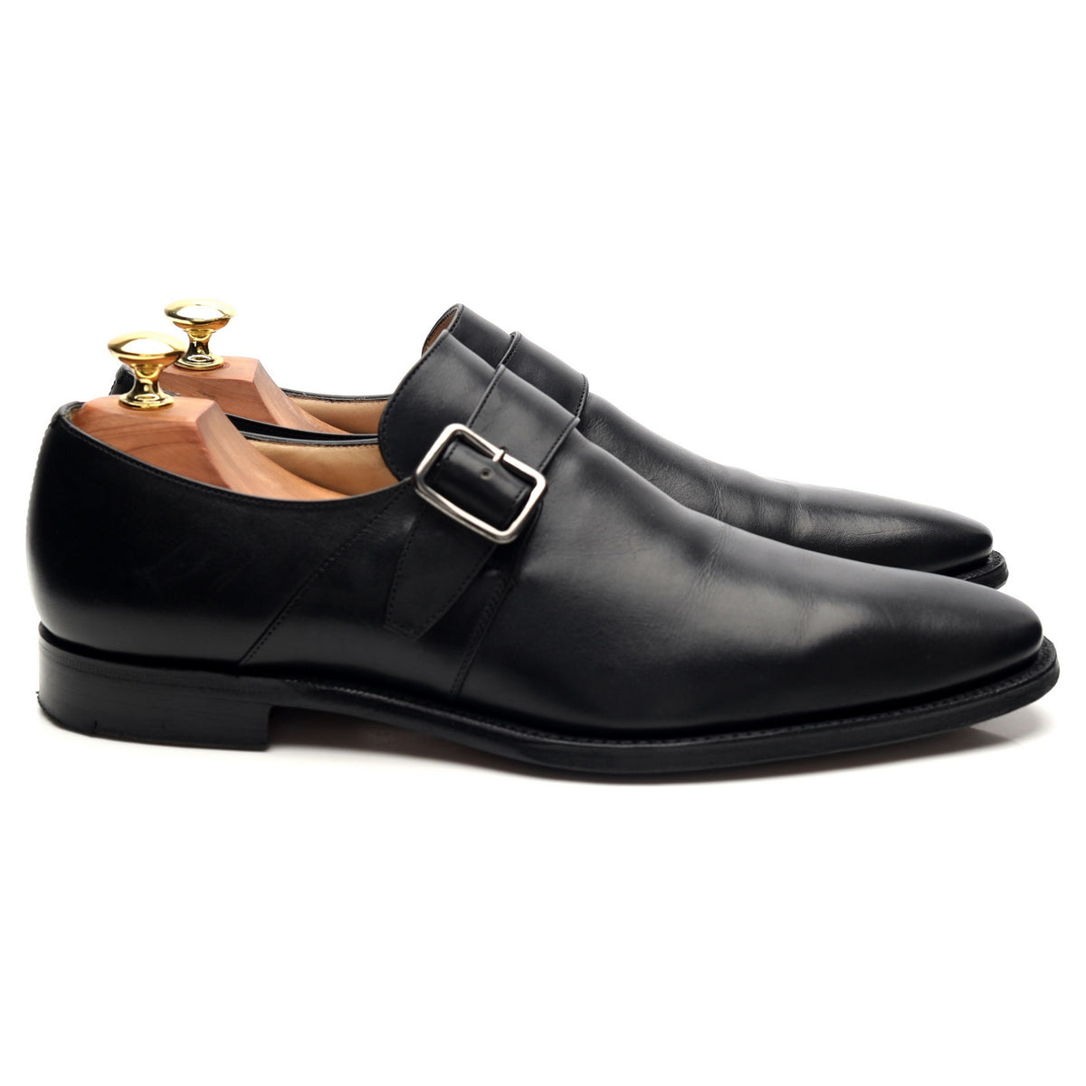 &#39;Saxton&#39; Black Leather Monk Strap UK 8 F