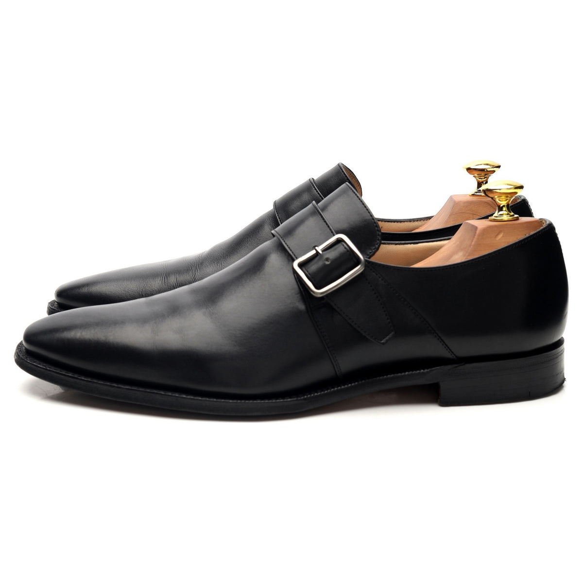 &#39;Saxton&#39; Black Leather Monk Strap UK 8 F