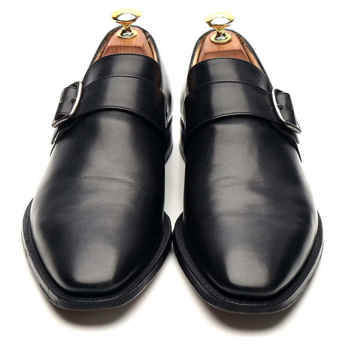 &#39;Saxton&#39; Black Leather Monk Strap UK 8 F