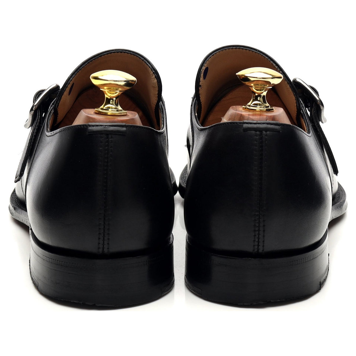 &#39;Saxton&#39; Black Leather Monk Strap UK 8 F