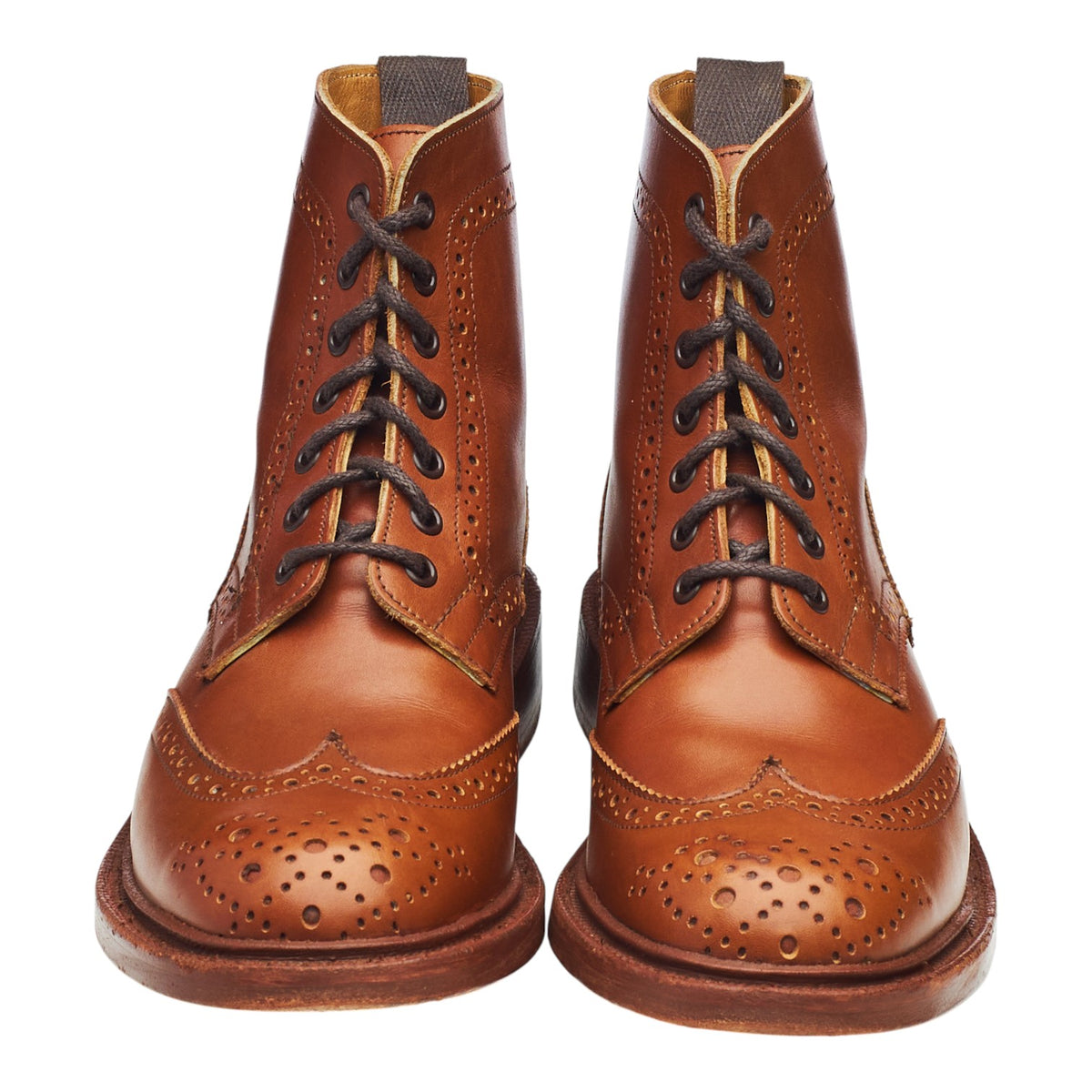 Women's 'Stephy' Tan Brown Leather Brogue Boots UK 4.5