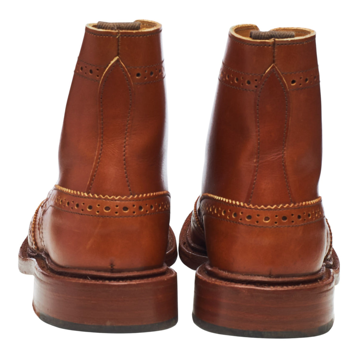 Women's 'Stephy' Tan Brown Leather Brogue Boots UK 4.5