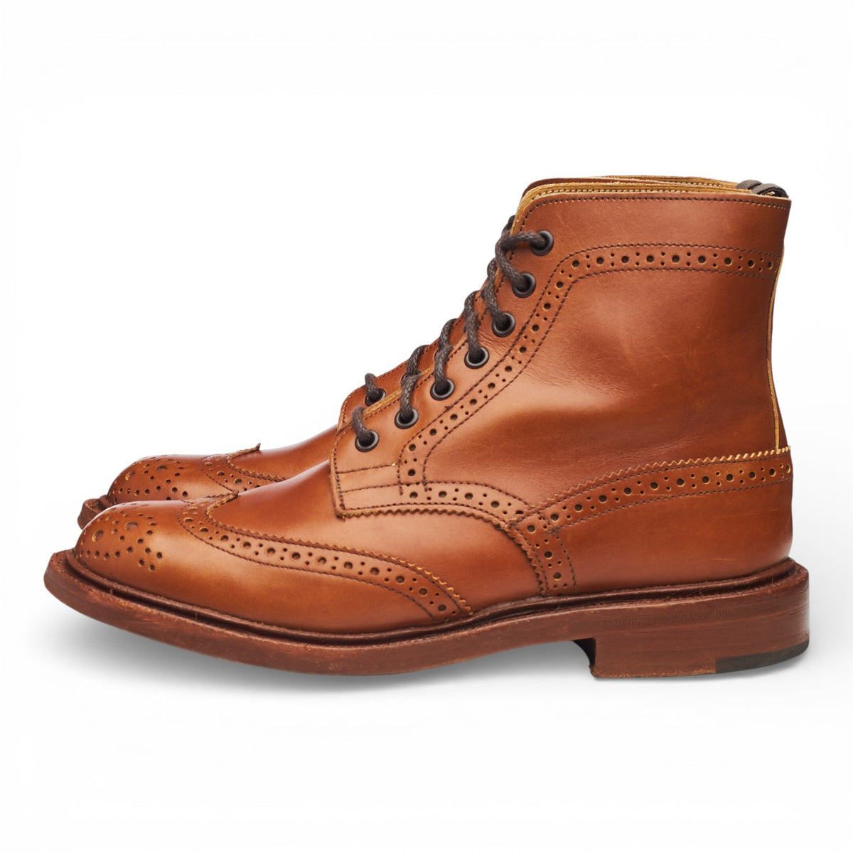 Women's 'Stephy' Tan Brown Leather Brogue Boots UK 4.5