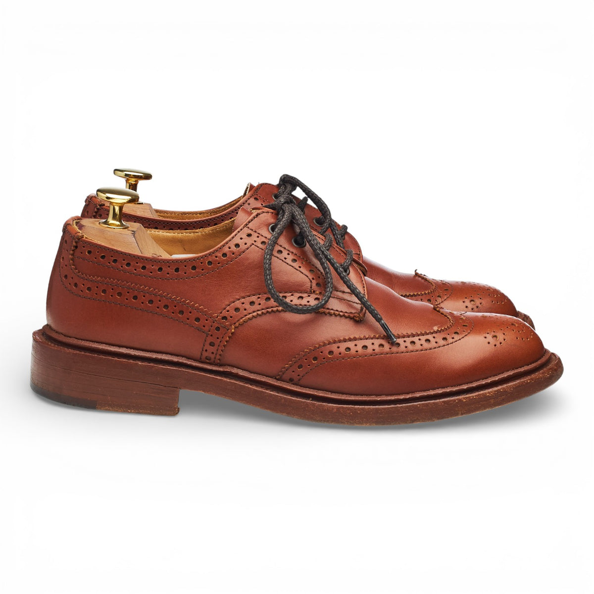 Women's 'Anne' Tan Brown Leather Derby Brogues UK 5