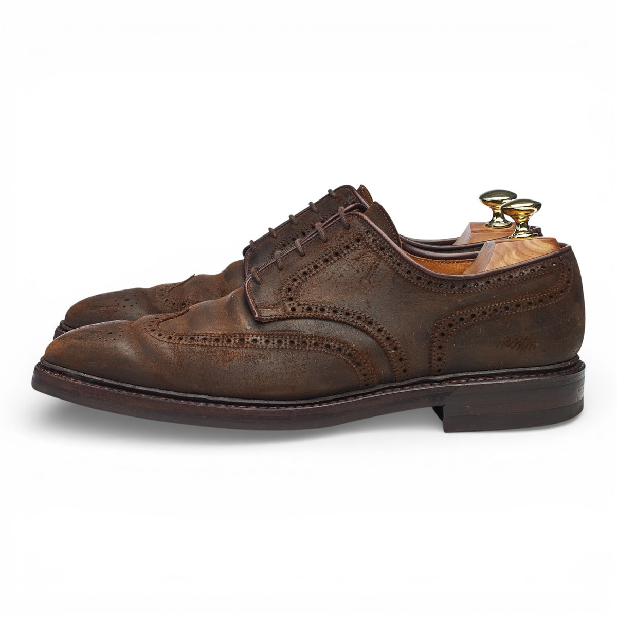 'Exmoor' Dark Brown Rough Out Suede Derby Brogues UK 7.5 E