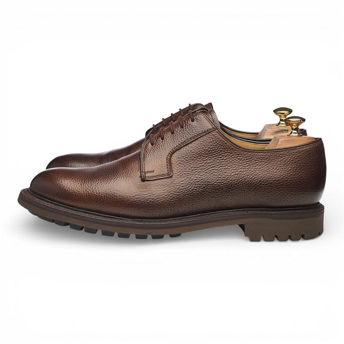 'Peebles' Dark Brown Grain Leather Derby UK 11 F