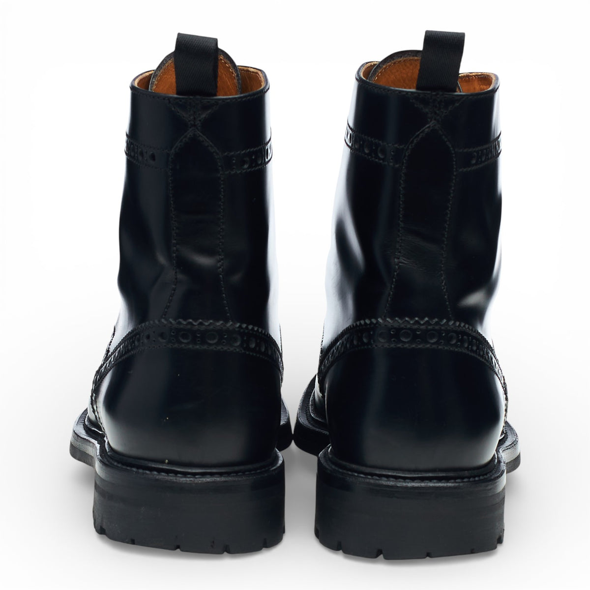 Women's 'Angelina 2' Black Leather Brogue Boots UK 6 EU 39