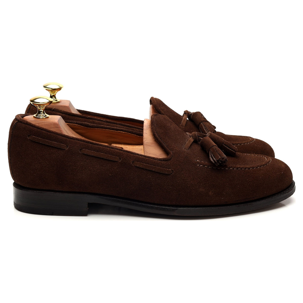 Brown Suede Tassel Loafers UK 8.5