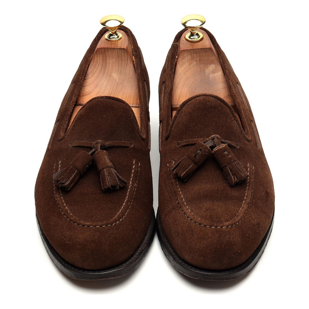 Brown Suede Tassel Loafers UK 8.5