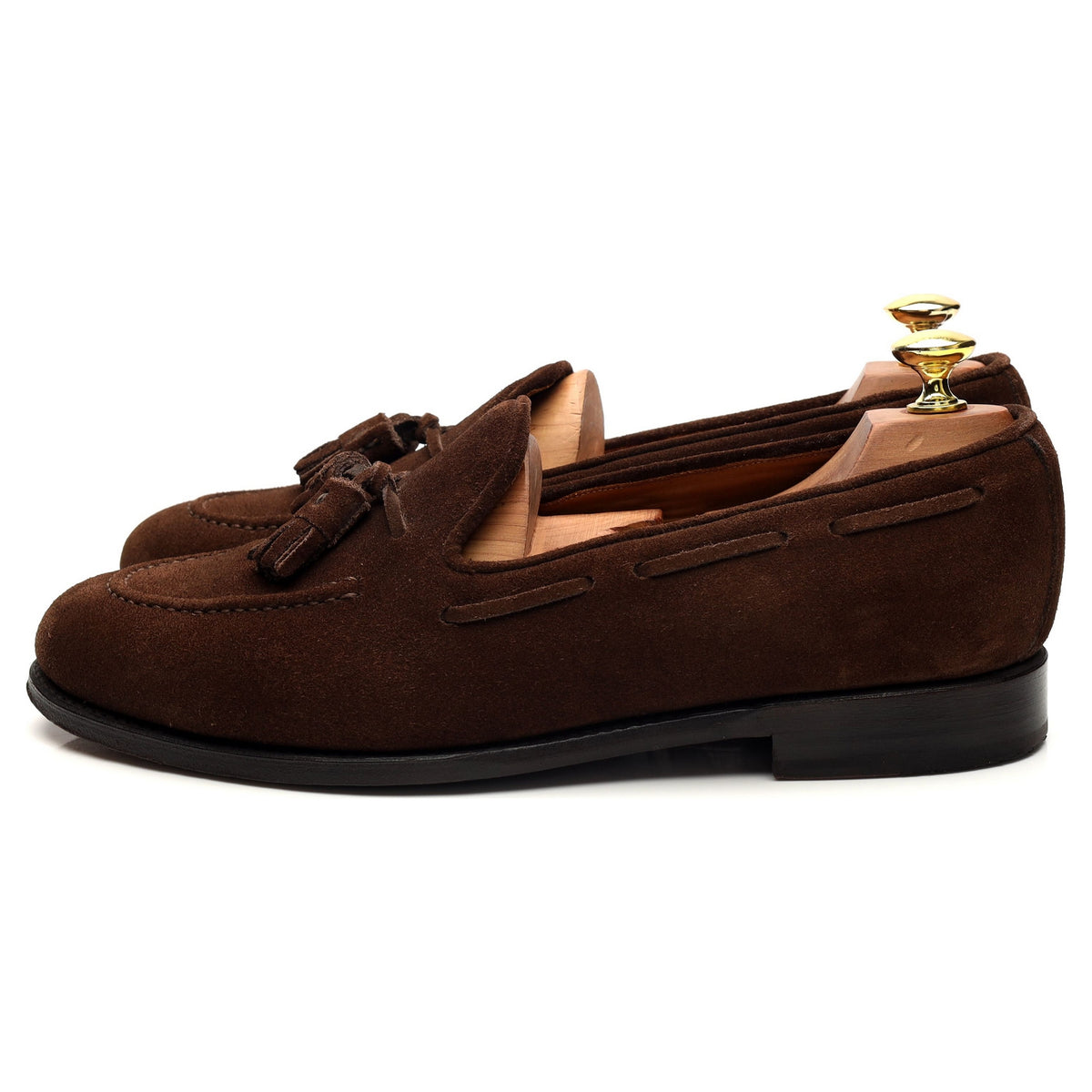 Brown Suede Tassel Loafers UK 8.5