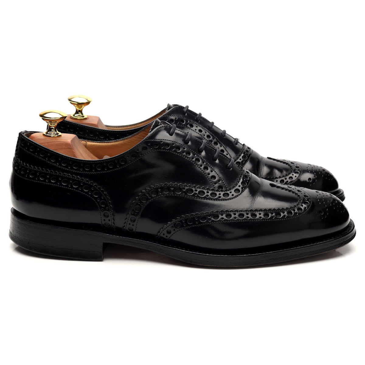 &#39;Burwood&#39; Black Leather Oxford Brogues UK 8 F