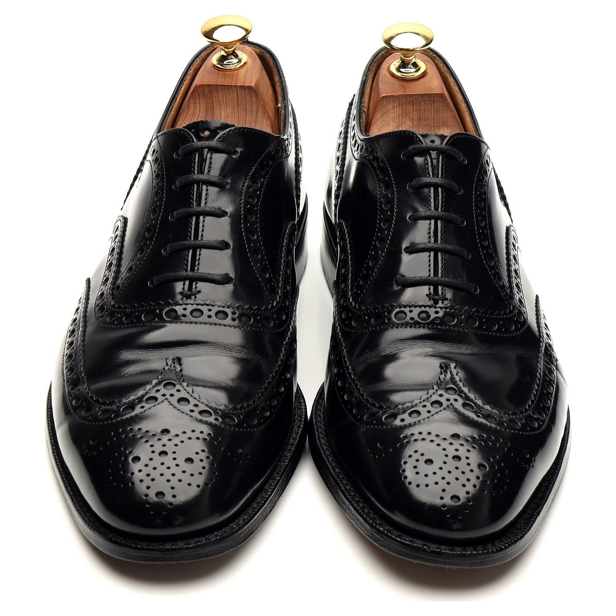 &#39;Brisbane&#39; Black Leather Oxford Brogues UK 8 F