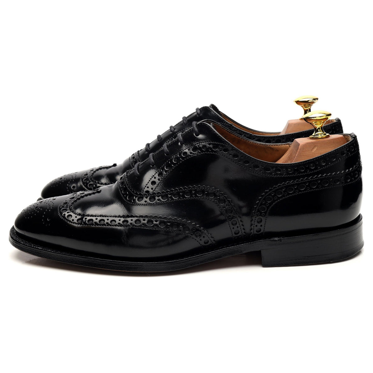 &#39;Brisbane&#39; Black Leather Oxford Brogues UK 8 F