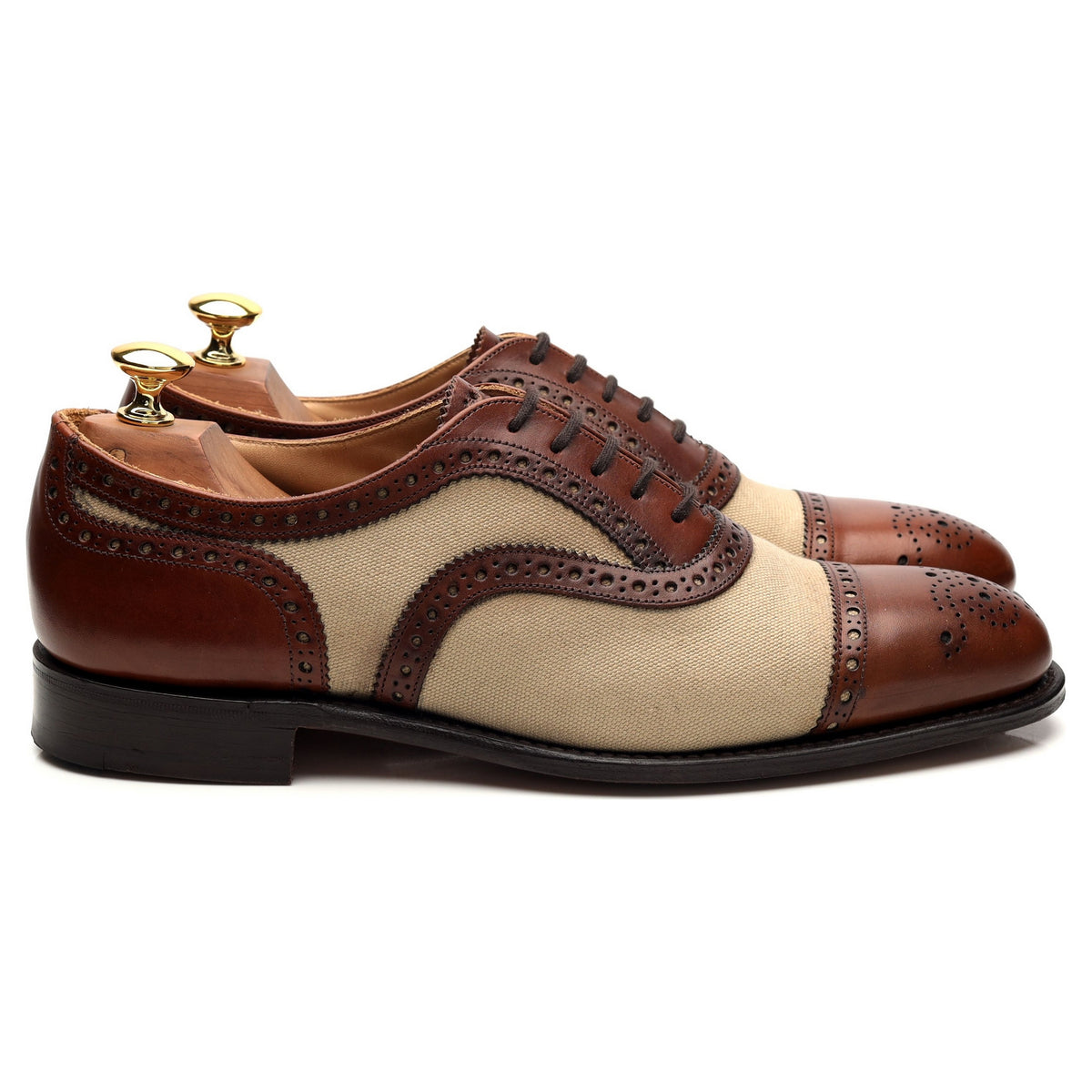 &#39;Diplomat&#39; Brown Leather Spectator Oxford Brogues UK 7 F