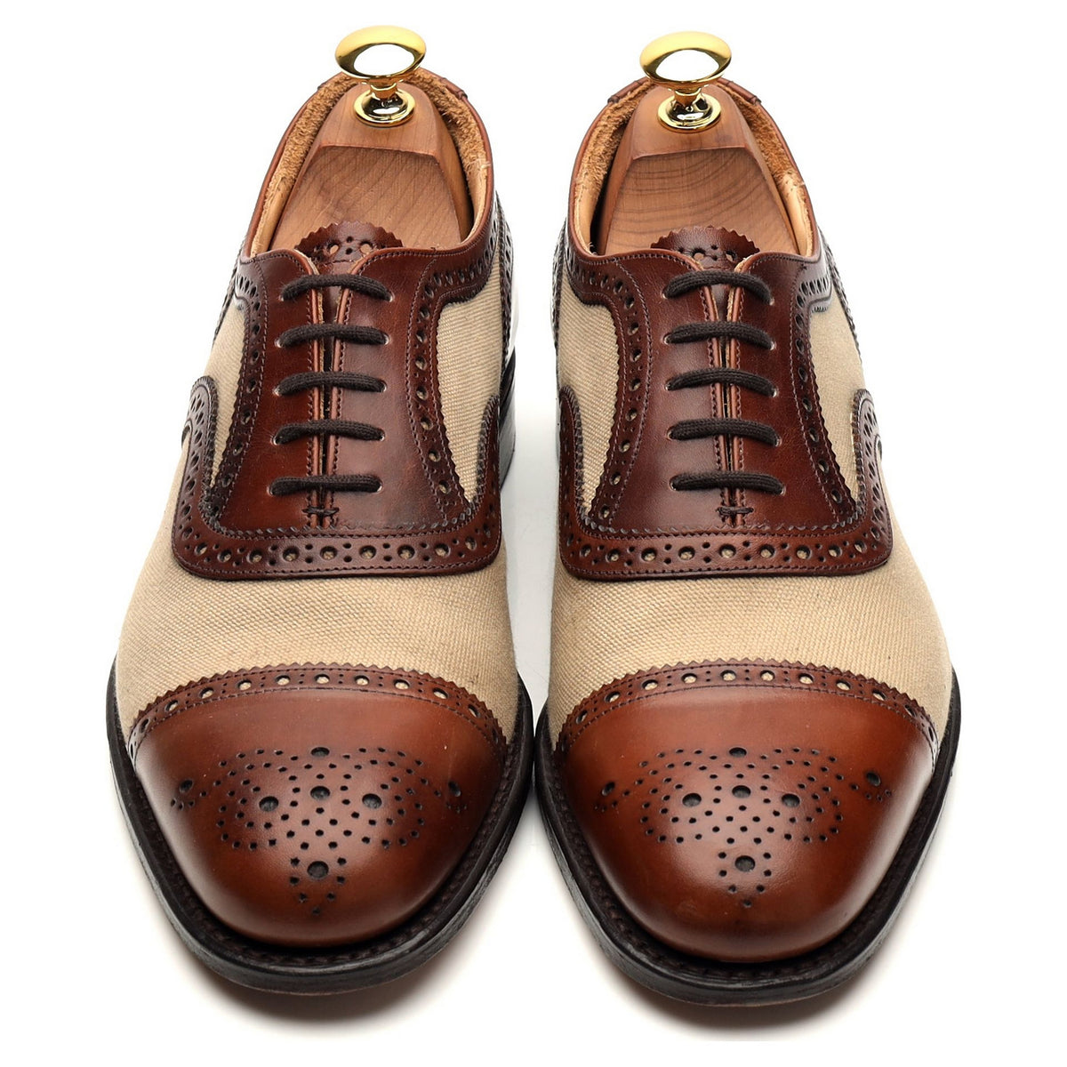 &#39;Diplomat&#39; Brown Leather Spectator Oxford Brogues UK 7 F