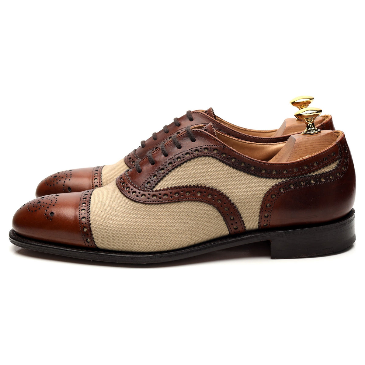 &#39;Diplomat&#39; Brown Leather Spectator Oxford Brogues UK 7 F