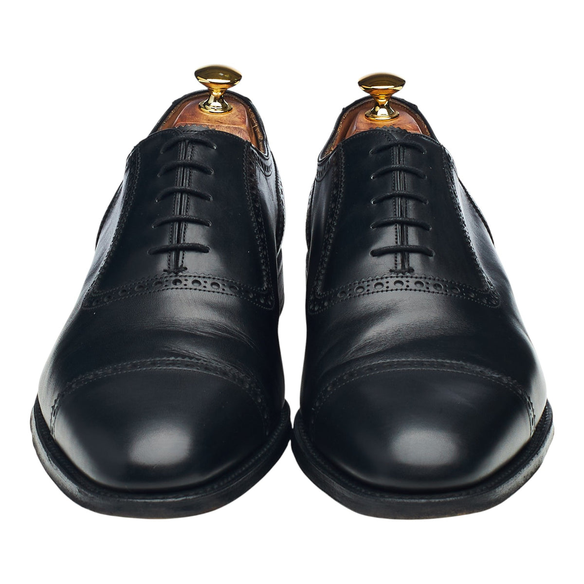'Fenchurch' Black Leather Oxford Semi Brogues UK 11 F