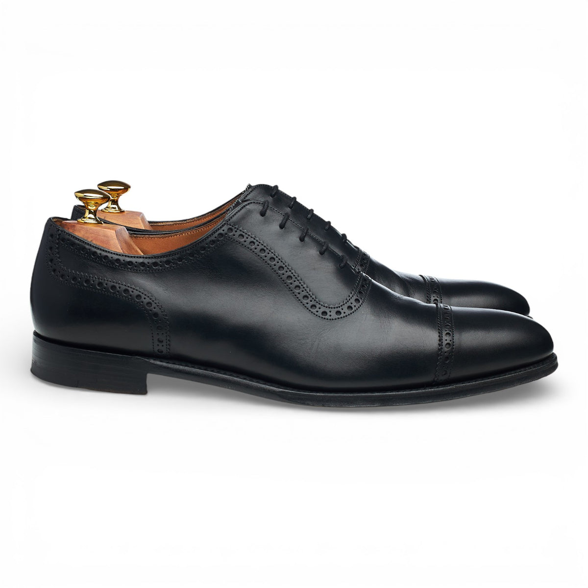'Fenchurch' Black Leather Oxford Semi Brogues UK 11 F