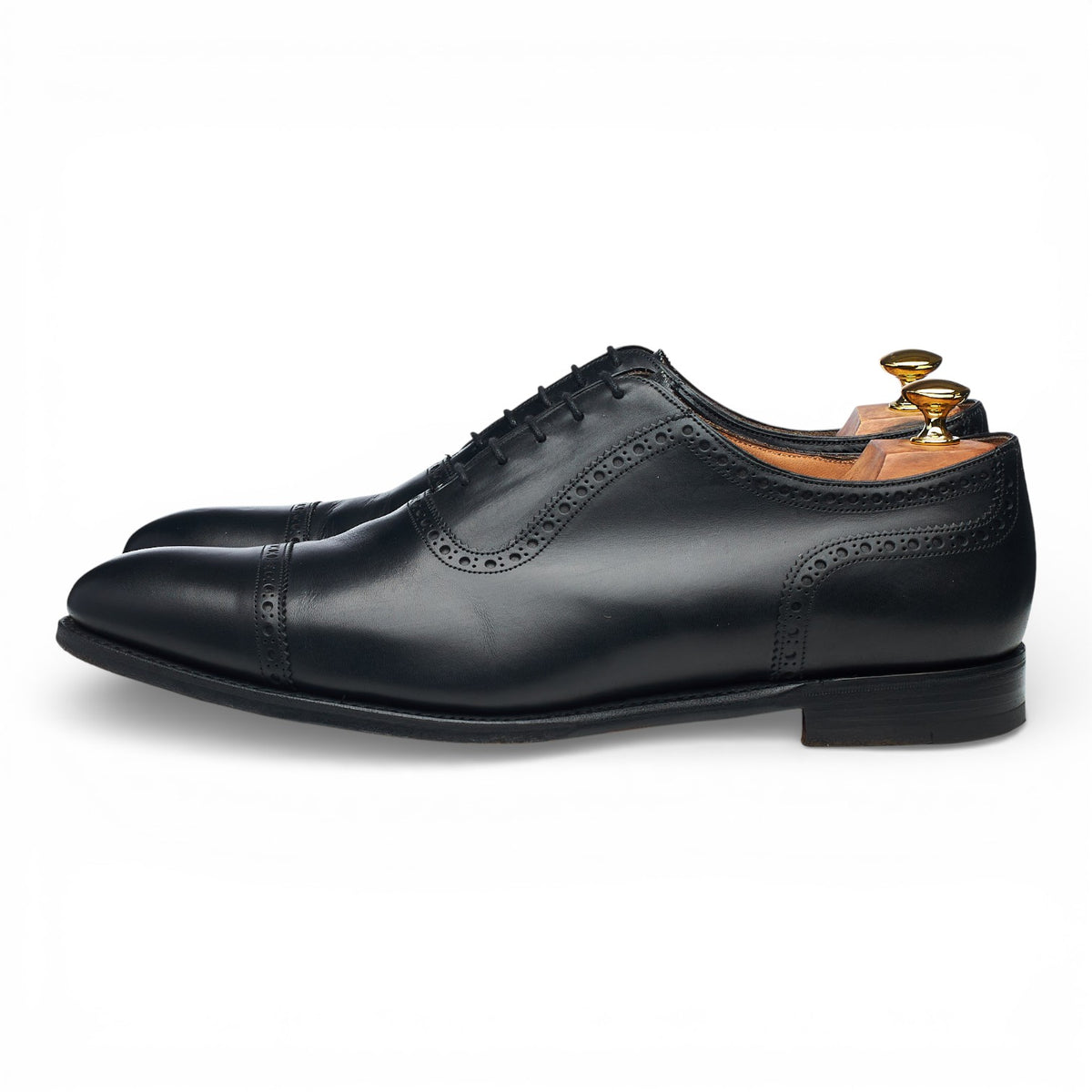 'Fenchurch' Black Leather Oxford Semi Brogues UK 11 F