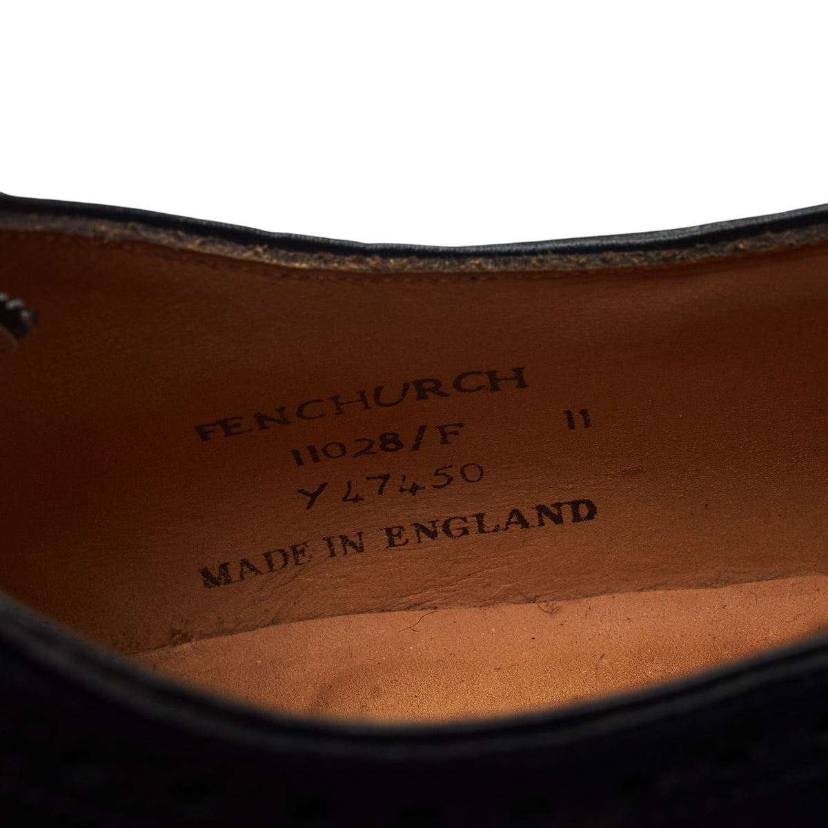 'Fenchurch' Black Leather Oxford Semi Brogues UK 11 F