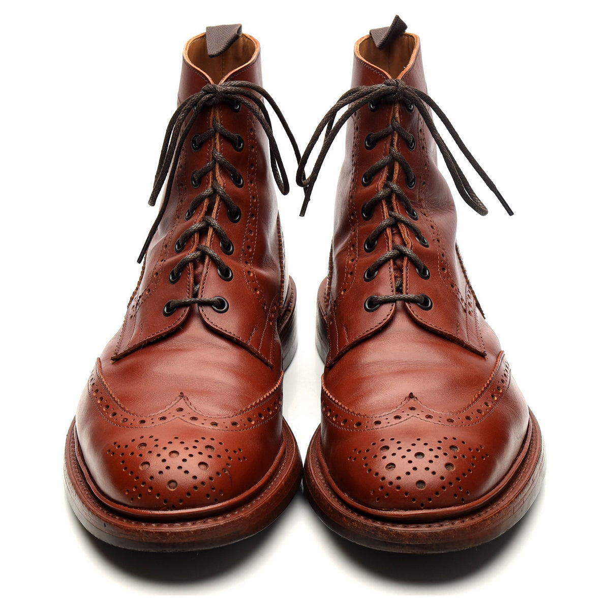 &#39;Stow&#39; Tan Brown Leather Boots Brogues UK 12