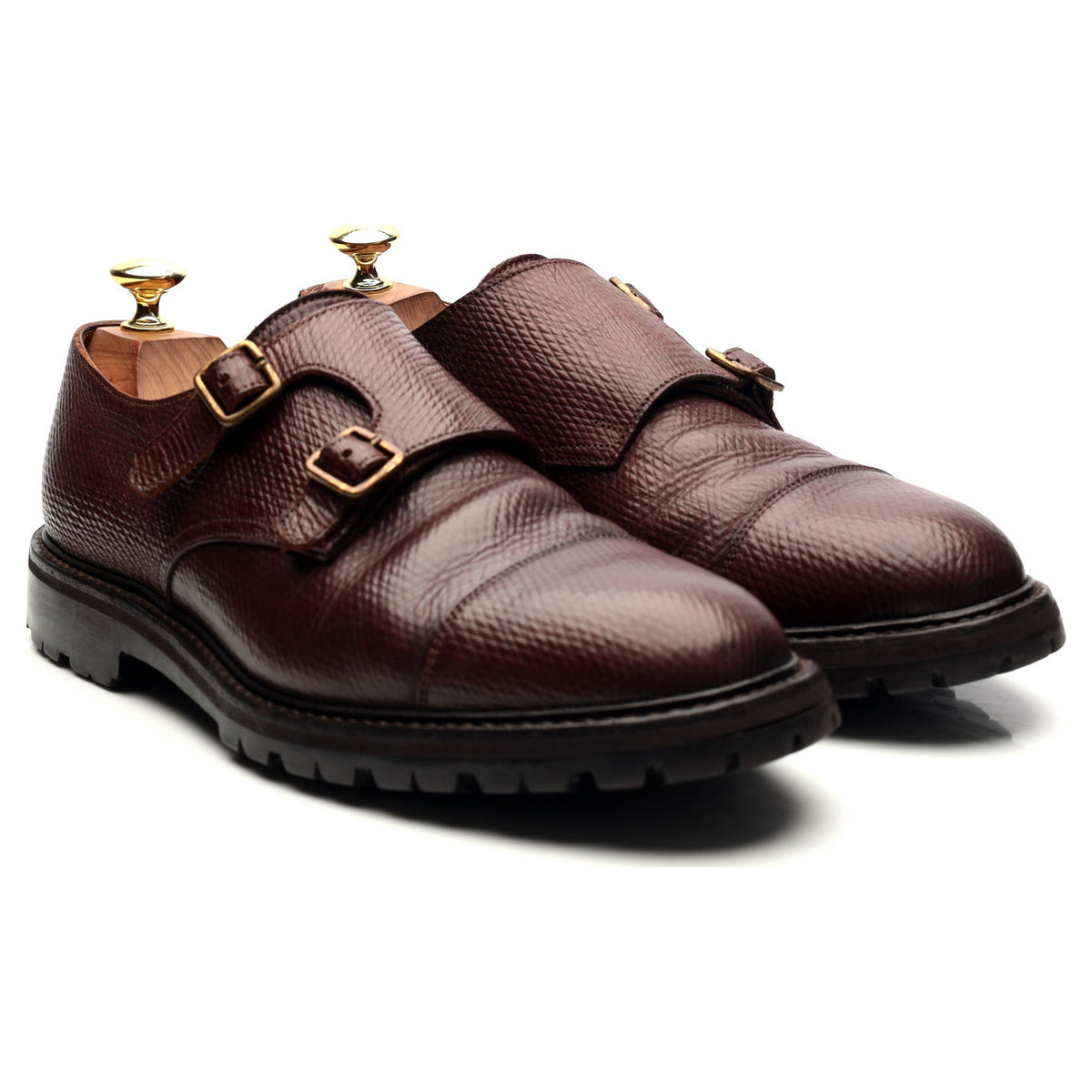 &#39;Tay 3&#39; Brown Leather Double Monk Strap UK 7.5 E