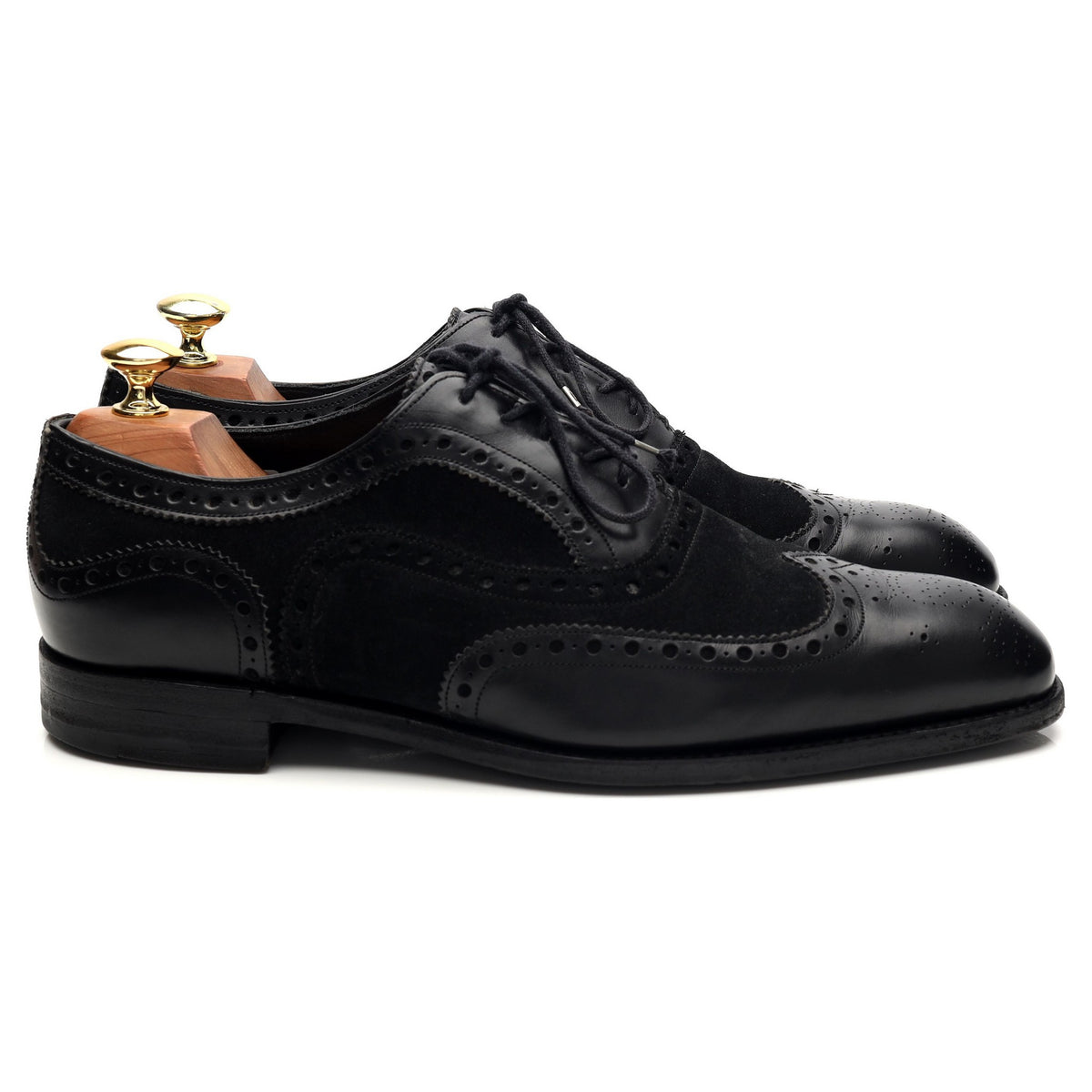 &#39;Spectator&#39; Black Leather Suede Brogues UK 8 US 9