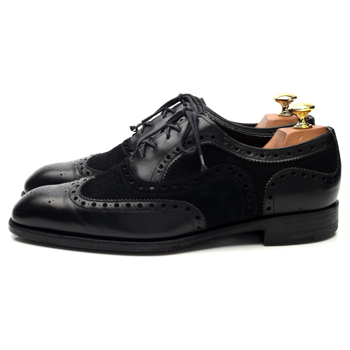 &#39;Spectator&#39; Black Leather Suede Brogues UK 8 US 9