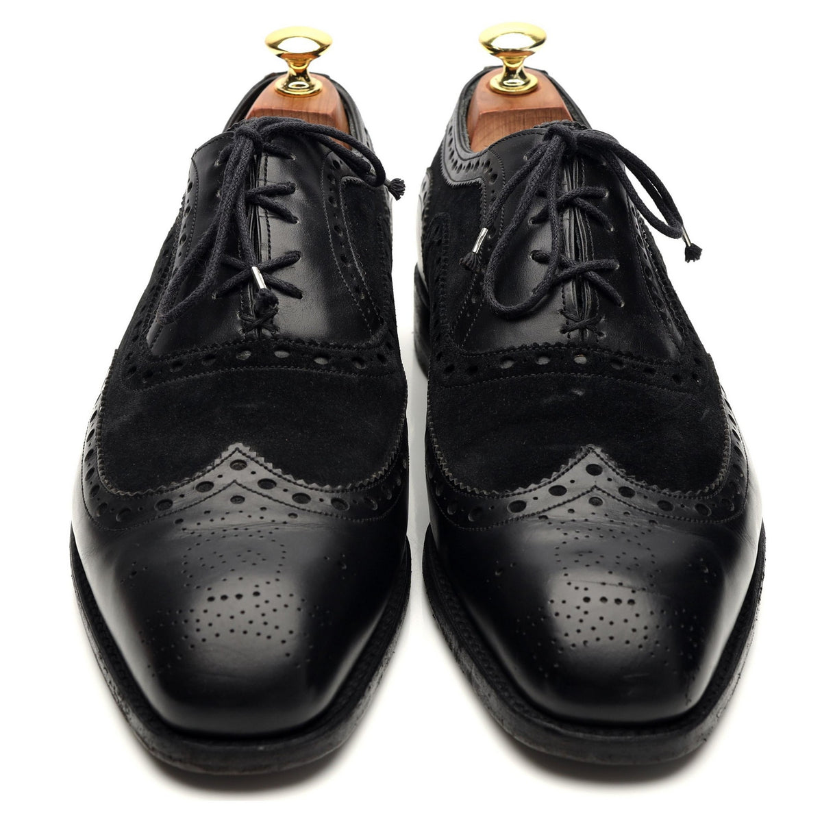 &#39;Spectator&#39; Black Leather Suede Brogues UK 8 US 9