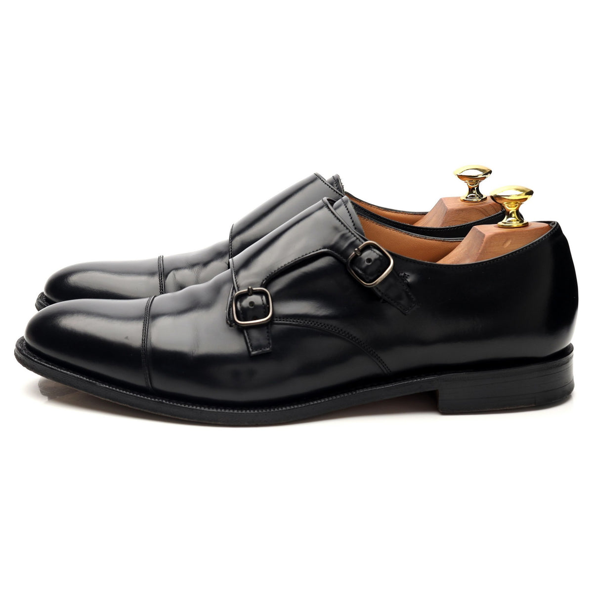 &#39;Detroit&#39; Black Leather Double Monk Strap UK 8.5 F