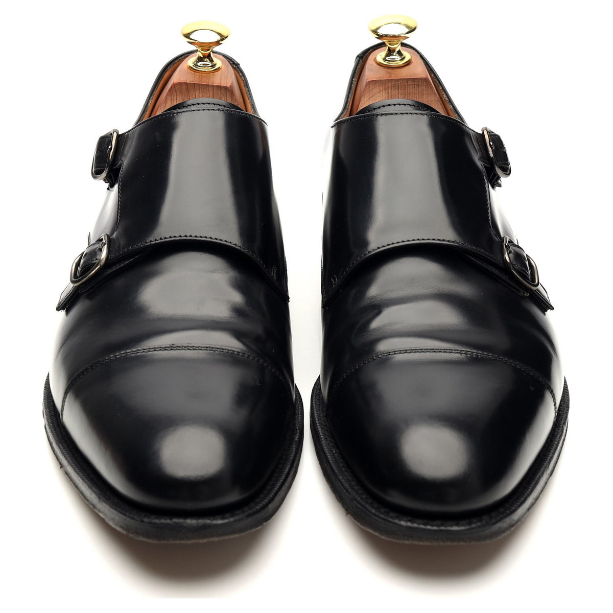 &#39;Detroit&#39; Black Leather Double Monk Strap UK 8.5 F