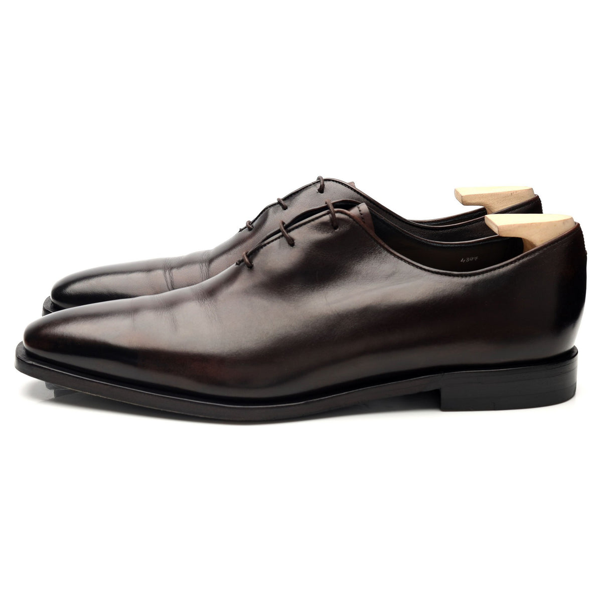 &#39;Alessandro&#39; Dark Brown Patina Leather Wholecut Oxford UK 9.5