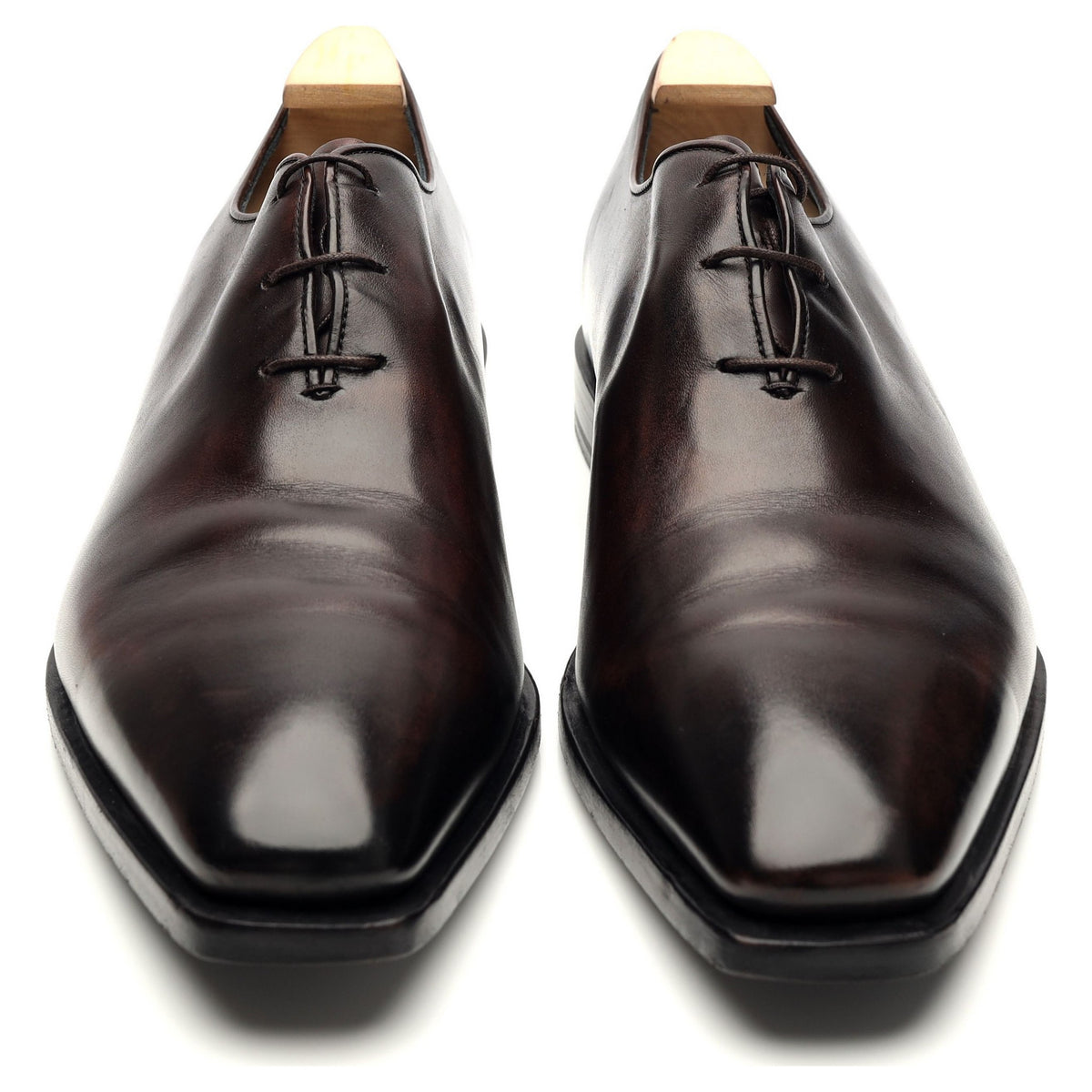 &#39;Alessandro&#39; Dark Brown Patina Leather Wholecut Oxford UK 9.5