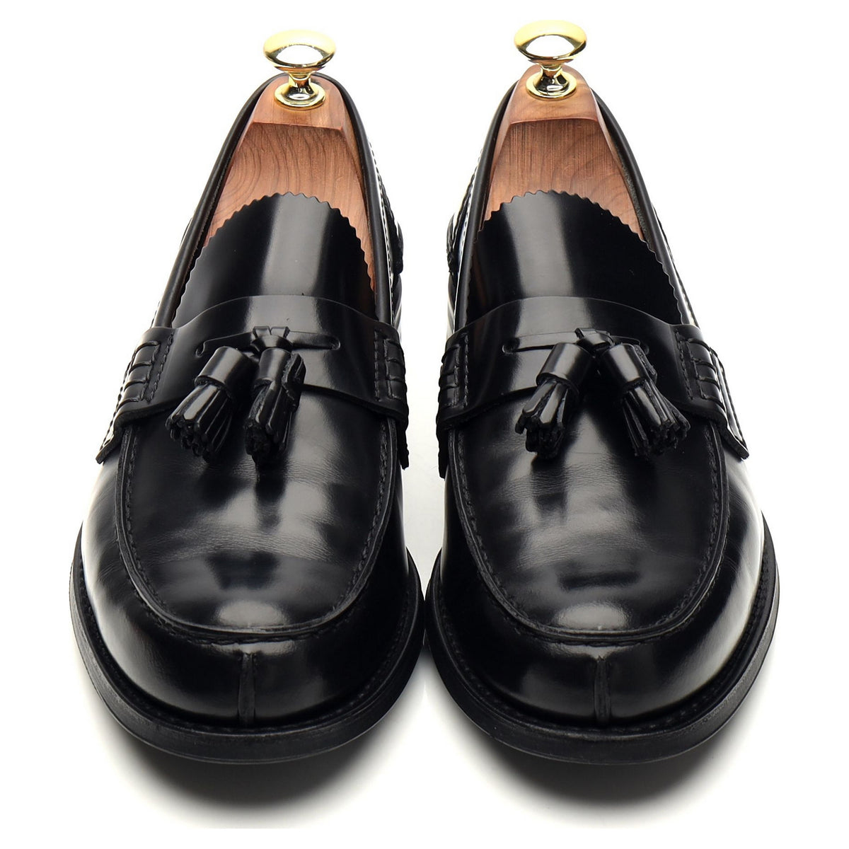 &#39;Tiverton&#39; Black Leather Tassel Loafers UK 7.5 F