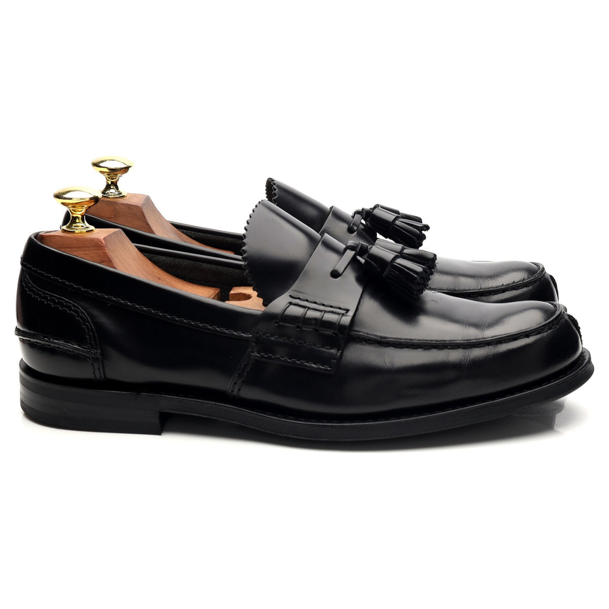 &#39;Tiverton&#39; Black Leather Tassel Loafers UK 7.5 F