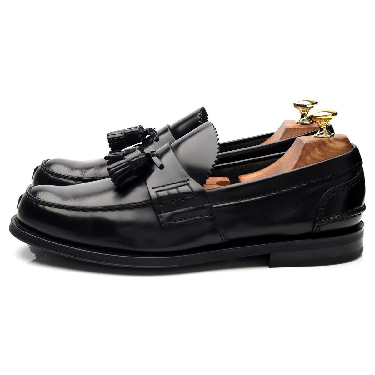 &#39;Tiverton&#39; Black Leather Tassel Loafers UK 7.5 F