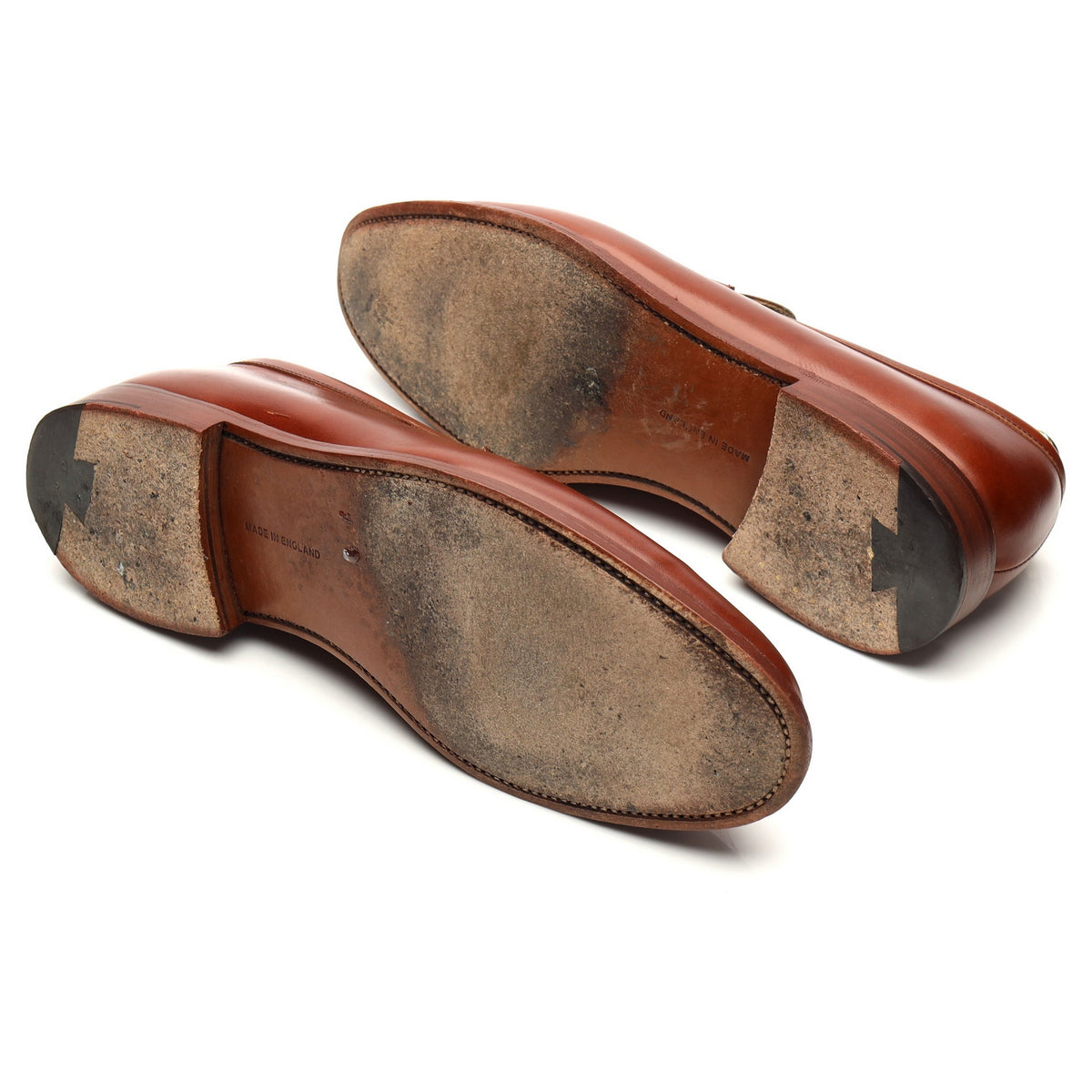 Tan Brown Leather Penny Loafers UK 9.5