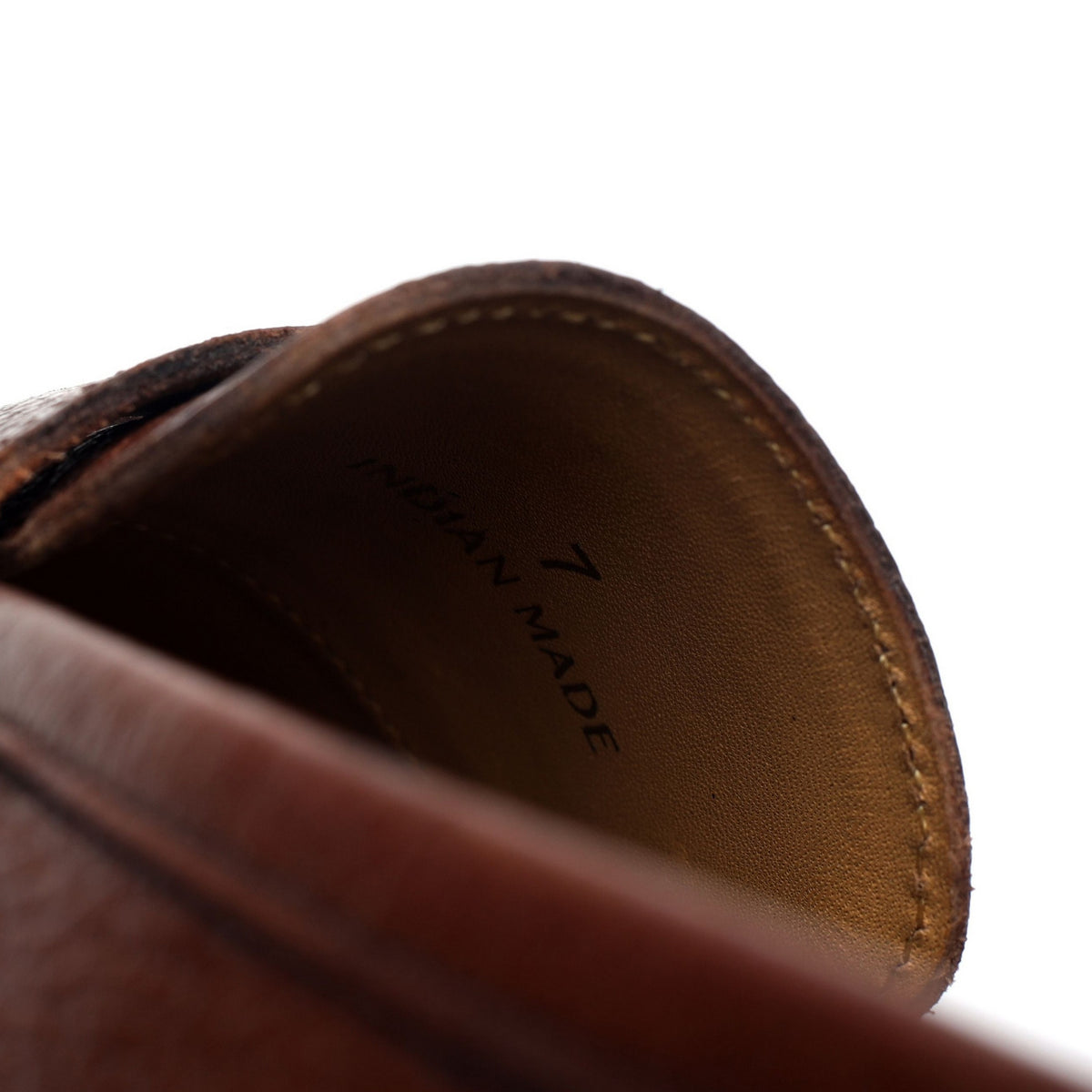 &#39;Folded&#39; Dark Brown Grain Leather Penny Loafers UK 7