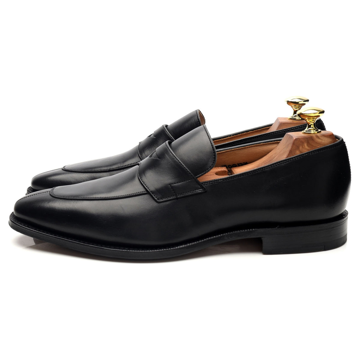 &#39;Swanley&#39; Black Leather Split Toe Penny Loafers UK 7 G