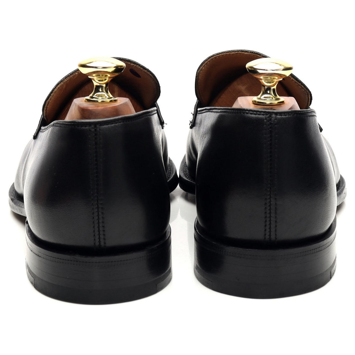 &#39;Swanley&#39; Black Leather Split Toe Penny Loafers UK 7 G