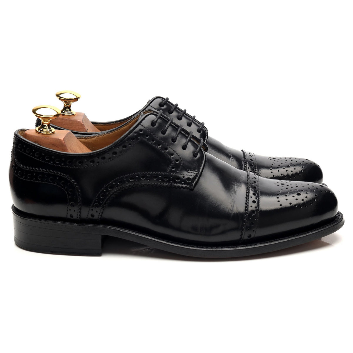 Savile Row Black Leather Derby Brogues UK 6 F