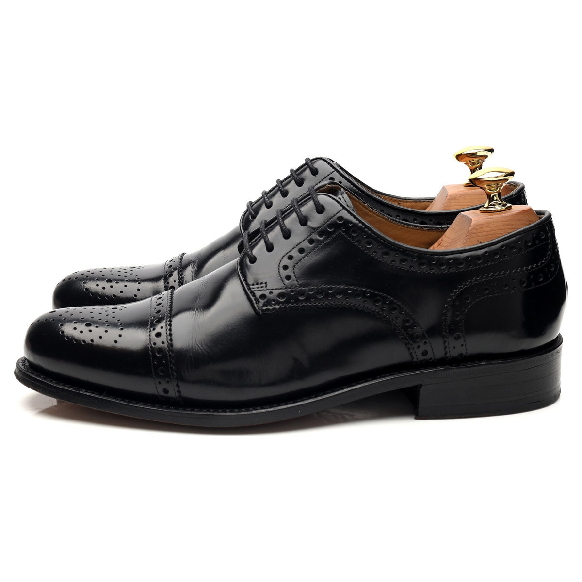 Savile Row Black Leather Derby Brogues UK 6 F
